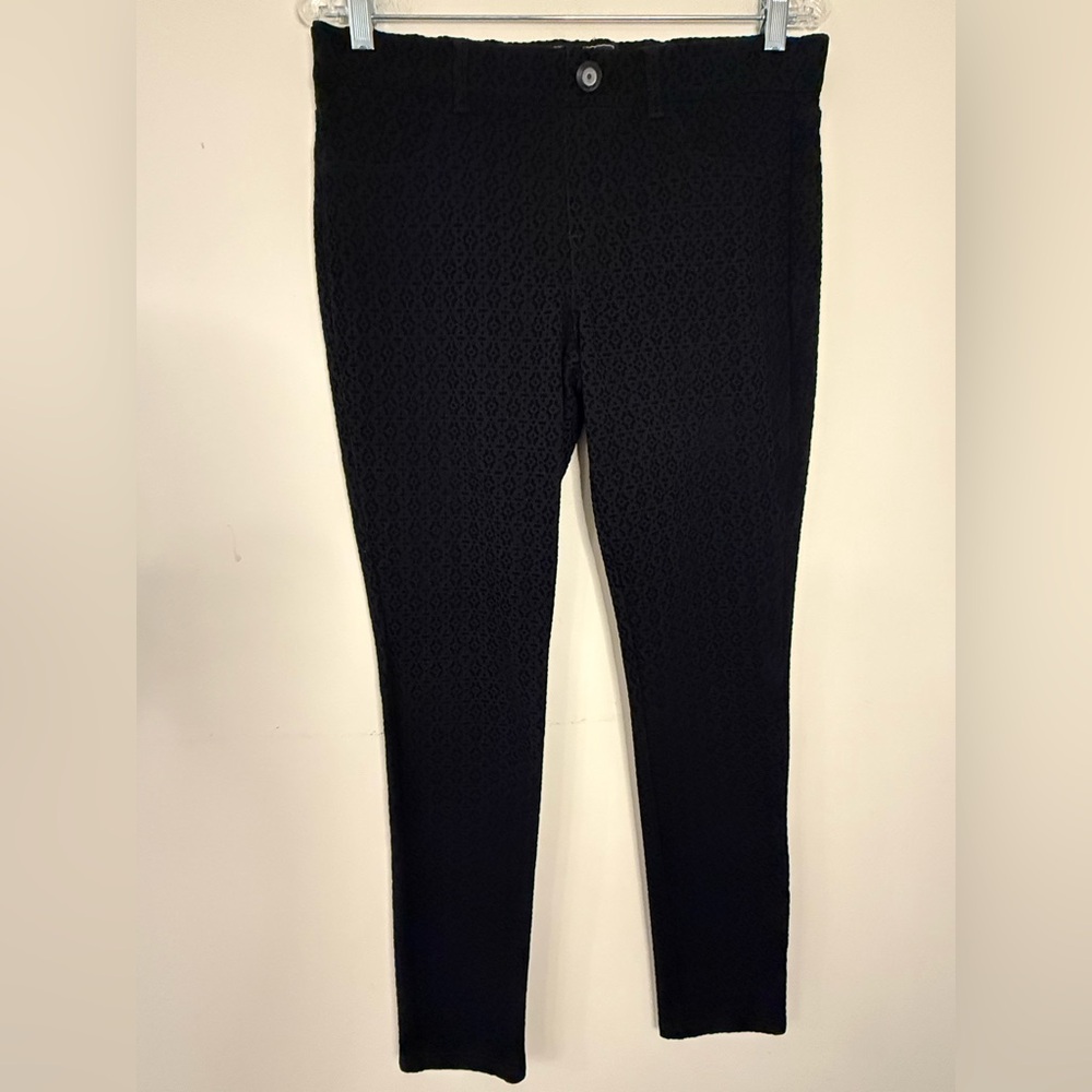 One Sone black textured jacquard ankle leggings SZ M